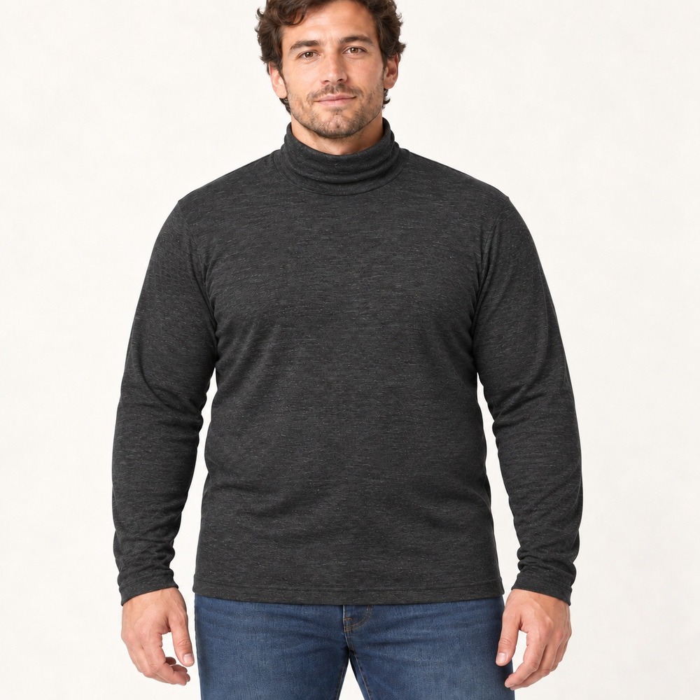 Hugo Boss Mens Virgin Wool Blend Turtleneck Sweater Charcoal Gray XXL